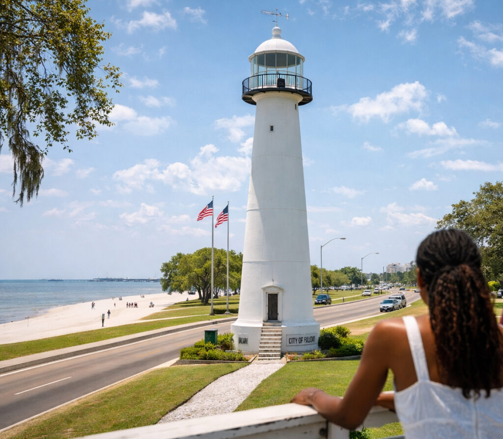 Biloxi Lighthouse overlooking the Gulf Coast - Gulf Coast Tours