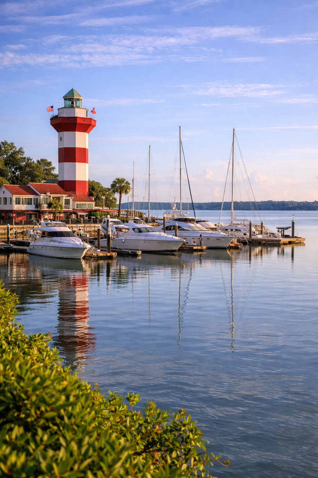 Harbour Town Lighthouse over Calibogue Sound on Hilton Head Island – Hilton Head tours