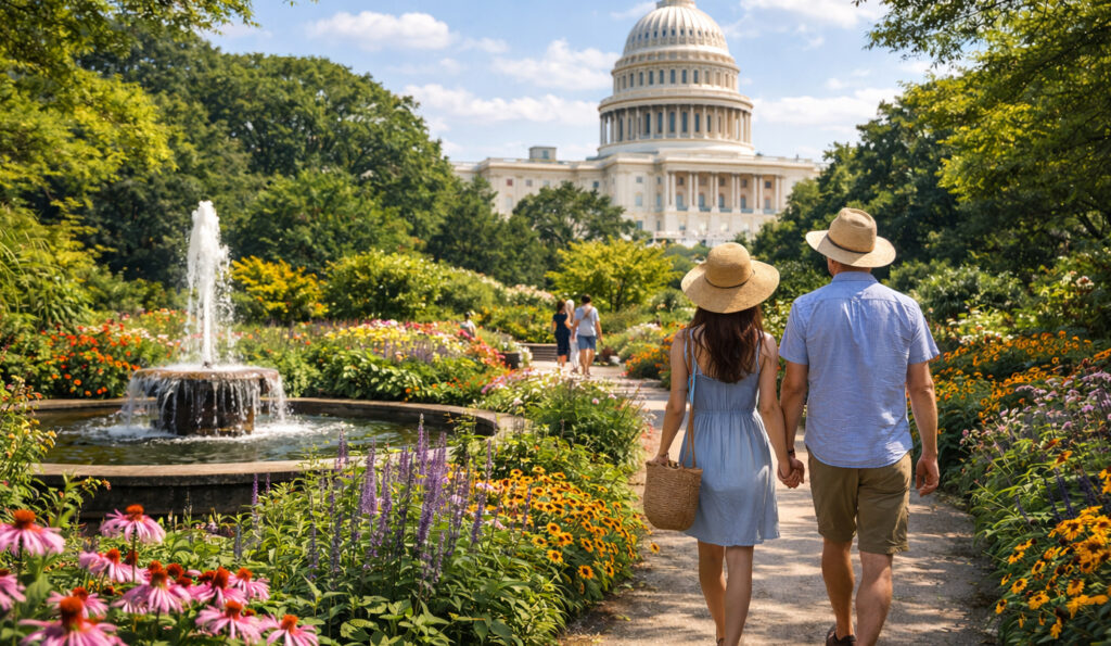 Mid-Atlantic tours garden scene near the U.S. Capitol in Washington DC